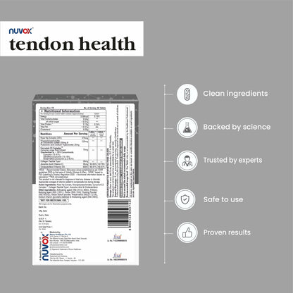 NUVOX Tendon Health, Joint Cartilage & Ligament Care, blend of Rosehip extract, Monosaccharides, Collagen, CurcuminC3 Complex & Vitamins (Pack of 1 count, 30 Tablets)