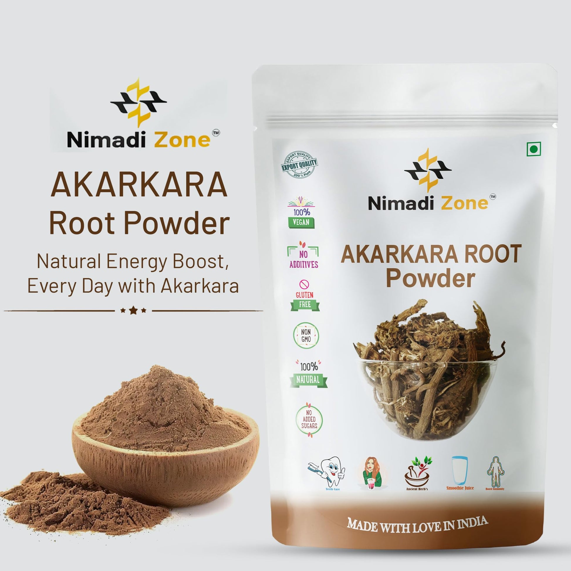 Nimadi Zone Akarkara Root Powder | Anacyclus Pyrethrum | Pellitory Root- image 6