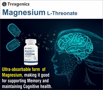 Trexgenics Magnesium L Threonate Cognitive Function & Brain Health Support (90 Veg. Capsules)