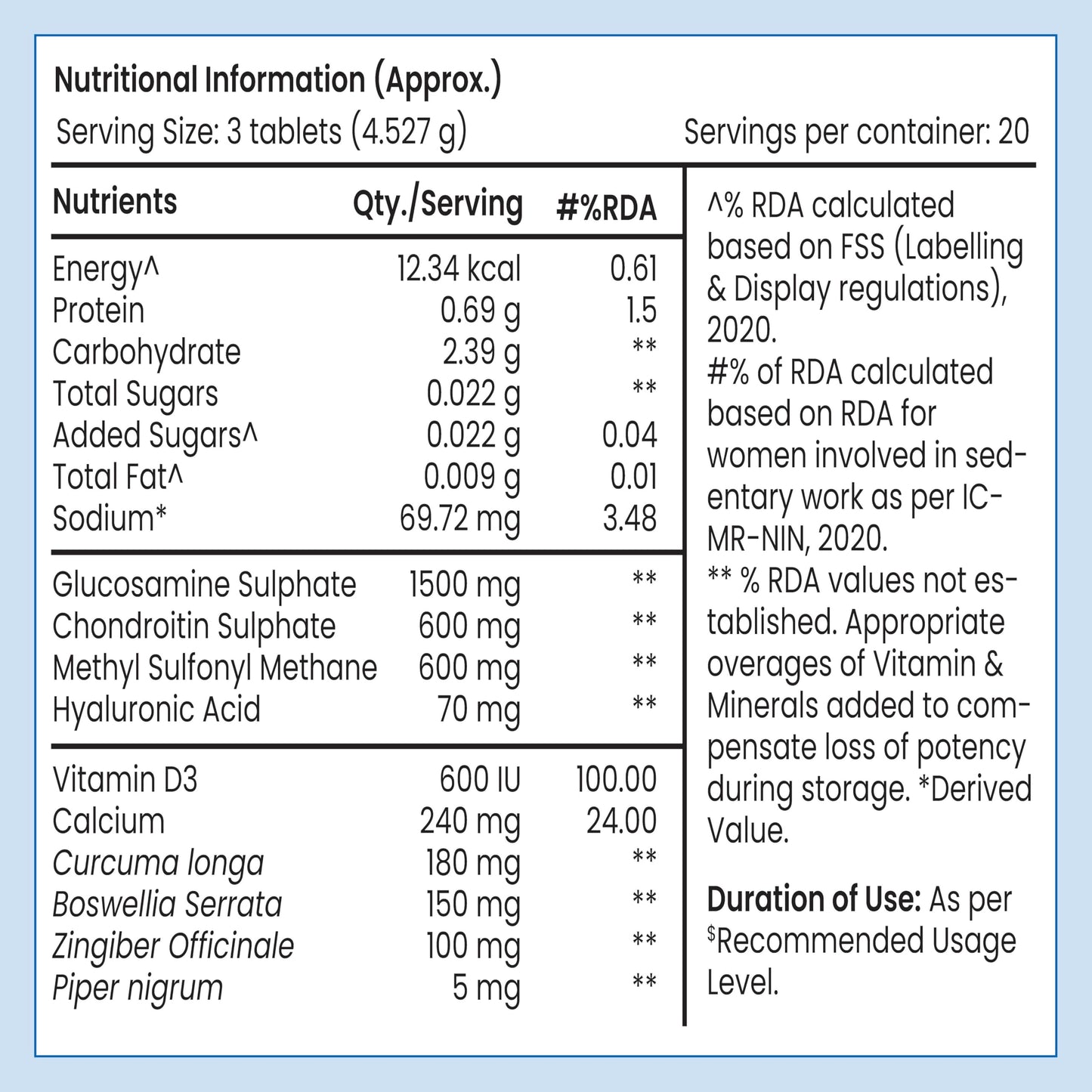 Tata 1mg Joint Support Advanced Tablet with Glucosamine, MSM, & Chondroitin, For Men & Women, Pack of 60 Tablets