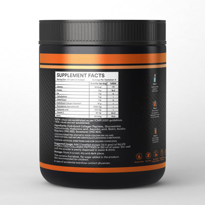 INLIFE Japanese Collagen Powder, Wellnex Clinically Studied Type 1 & 3, Glucosamine Hyaluronic Acid Vitamin C, Skin Hair & Joint Health, Orange 60g