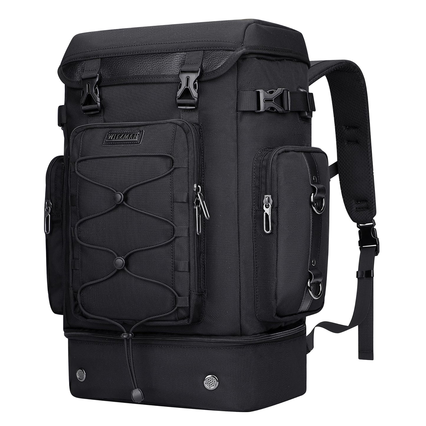 WITZMAN Travel Backpack for Men Carry on Bags for Airline Approved Convertible Duffle Luggage Backpack with Shoe Compartment（B691 Black）