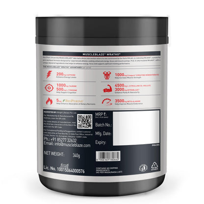 MuscleBlaze Pre Workout Wrathx With Creapure,Nitroblaze & Bioperine (Co- image 4