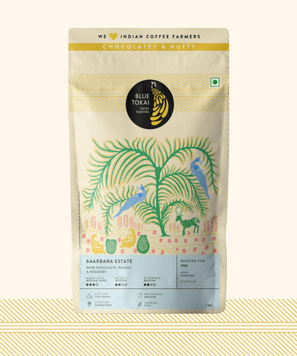 Blue Tokai Coffee Roasters Baarbara Estate - Medium Dark Roast | Aeropress Grind 1Kg | Intense Flavour | 100% Arabica Beans | Specialty Coffee | Freshly Roasted Ground Coffee