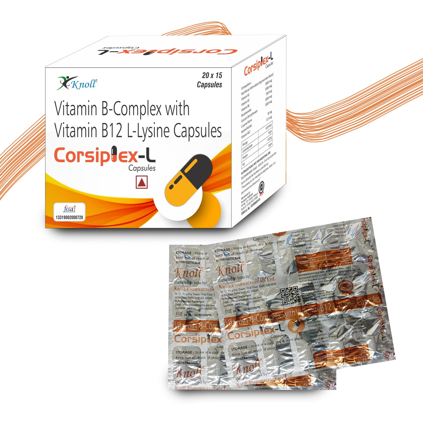 Knoll Healthcare Corsiplex-L Vitamin B-Complex with Vitamin B12 (45 Caps (Pack of 3))