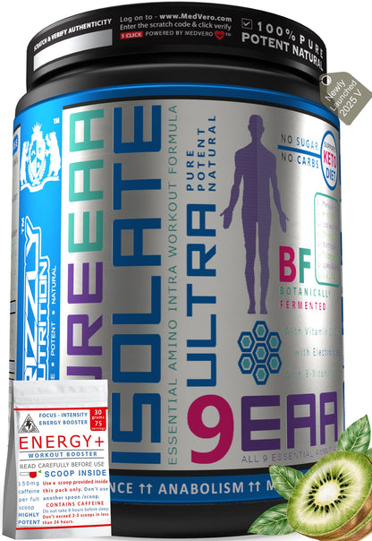 Grizzly Nutrition - Pure EAA Isolate, Full Spectrum 9 Essential amino plus bcaa,