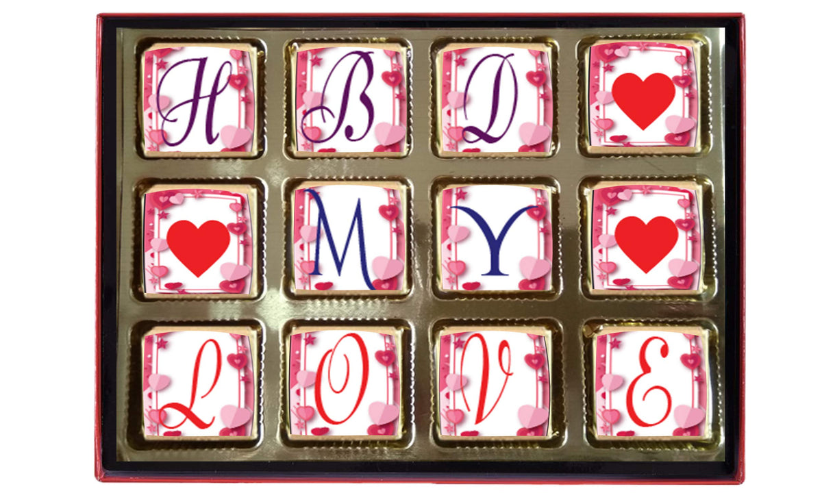 redbakers.in Happy Birthday Love Special 12 Chocolate Gift Box & Greeting card Combo (HBDmyLoveRed)