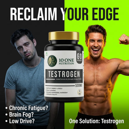 10 One Nutrition Testrogen Gold Testosterone Support Capsules for Men | Ashwagandha, Safed Musli, Shilajit & Gokhru | Stamina, Strength, Energy & Muscle Growth | 60 Veg Capsules | Ayurvedic Formula