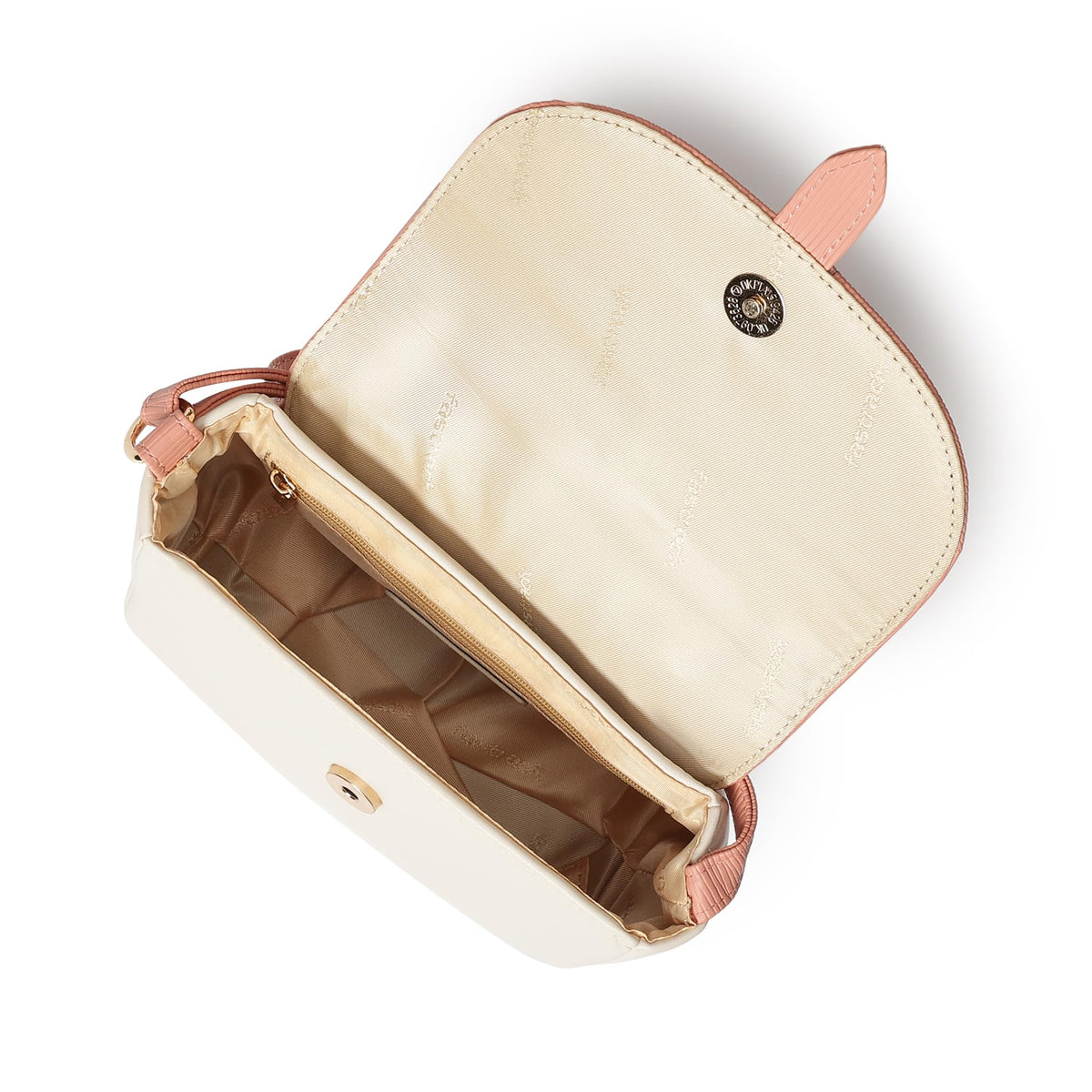 Fastrack RufflePlay pink Sling | Faux-Leather Women’s Handbag | Textured Flap Sling with Button Closure & Adjustable Strap