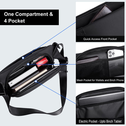 Arctic Hunter Sling Bag for Men Crossbody Small 3.8L Compact Side Bag for upto 8" iPad Pocket Chest Bag One Shoulder Cross Bag Lightweight Passport Mobile Bag for Office Casual,Black