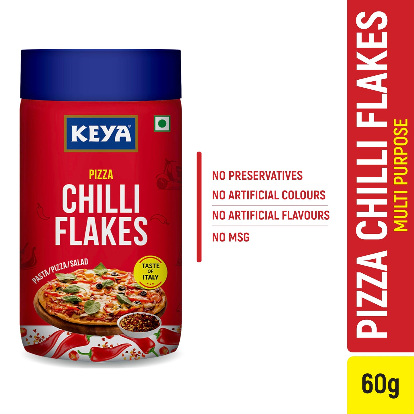 Keya Seasoning Combo | Pizza Oregano 75gm | Pizza Chilli 60gm | Seasonings For Pasta | Premium All Natural & Healthy Italian Spice Blend | Sprinkler | No Artificial Flavours and Colours| Pack of 2
