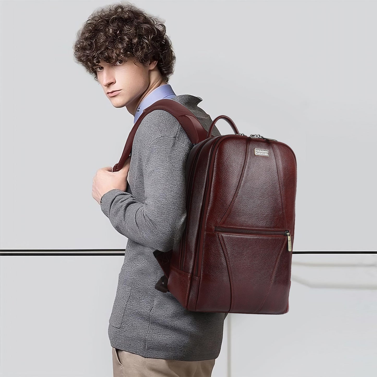 HAMMONDS FLYCATCHER Genuine Leather 4 Compartment Laptop Backpack Ultimate Combination Of Style & Comfort For Unisex, Perfect For Any Adventure/Tech Lovers For Upto 14 Inch Laptop - Brown, 35 Litre