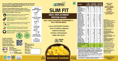 Primal Meal Replacement Protein Shake For Weight Control & Management | Sugar Free | Fiber | Digestive Enzymes | No Transfat | Vitamins & Minerala (400gm, Rasmalai)