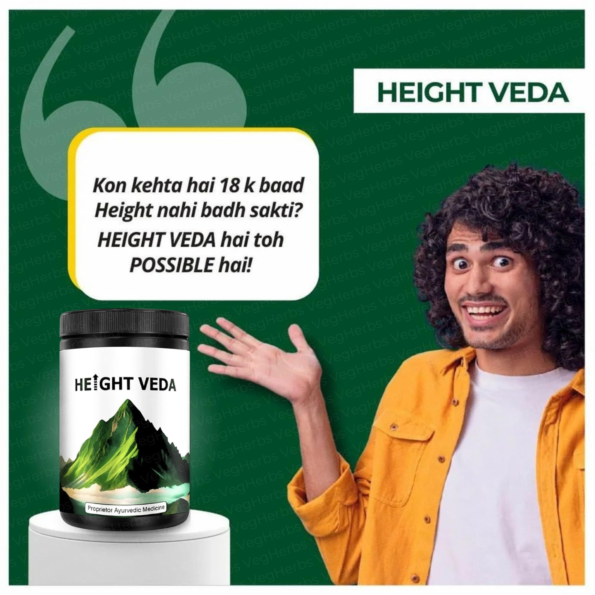 VegHerbs Original Height Veda Supreme Formula Powder 400gm with Double- image 8