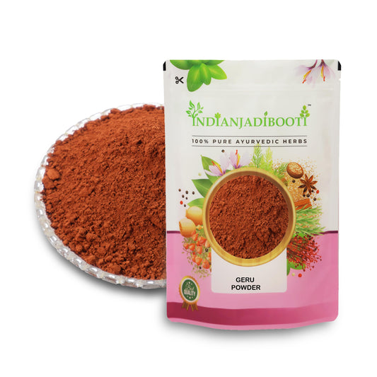 IndianJadiBooti Geru Powder - Red Ochre Powder, 400 Grams