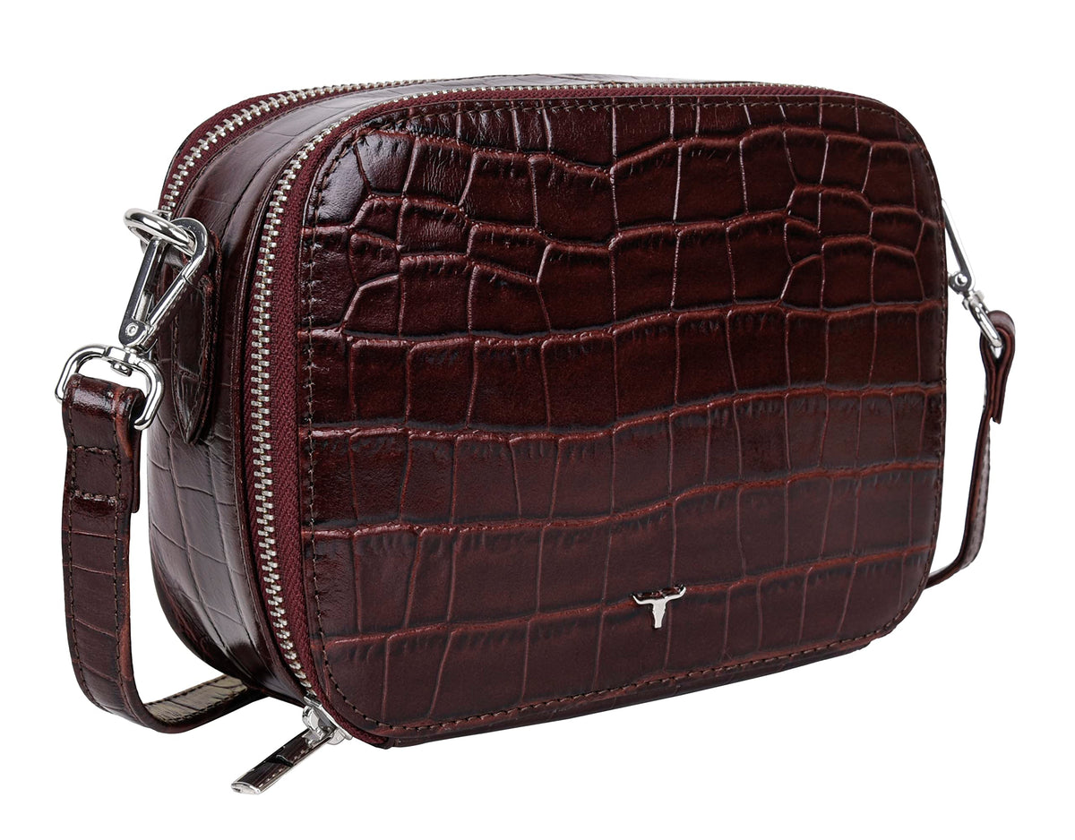 URBAN FOREST Emma Printed Brown Leather Sling Bag for Women