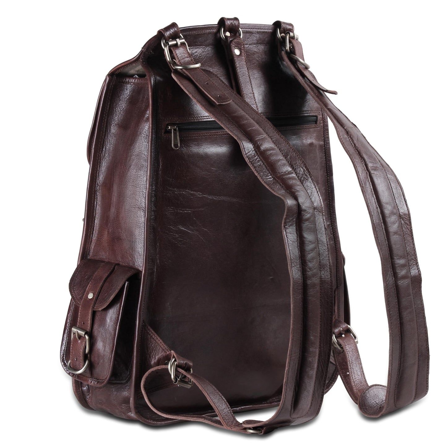 Handmade World Vintage Full Grain 21 Inch Leather Laptop LARGE Backpack Casual Bookbag Daypack Travel Rucksack (Brown)