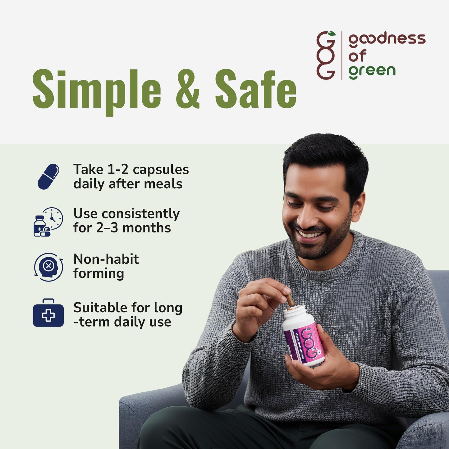 Goodness of Green Restorative Sleep Capsules, Ashwagandha & Black Pepper, Reduces Stress, Improves Sleep Quality & Rebalances Your Sleep Cycle, Plant-Based 30 Veg Capsules