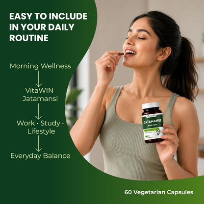 VitaWin Jatamansi Capsules 500mg – Natural Plant-Based Formula, 60 Vegetarian Capsules