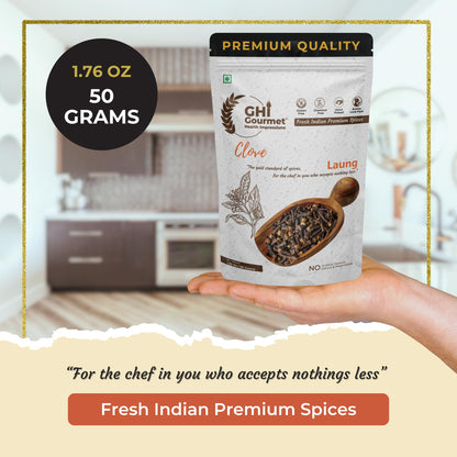 GOURMET HEALTH IMPRESSIONS Superior Grade Whole Clove (Laung) 50g - Rich Aroma, Handpicked, Non-GMO - Perfect for Flavorful Cooking & Aromatic Infusions | GHI Foods | GHI SPICES