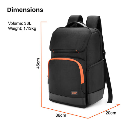 Nasher Miles Fordham Corporate Backpack | Premium Polyester & PU Laptop Backpack 33L | Ideal for Office, College, School & Travel | Men, Women, Boys, Girls (Black)