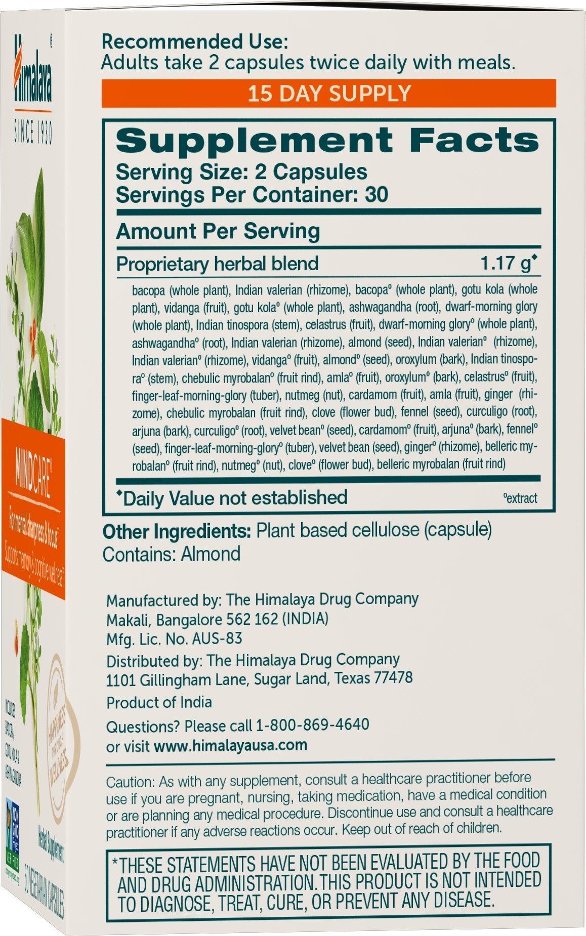 Himalaya Herbal Healthcare, MindCare, 60 Veggie Caps