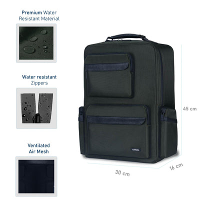 Carriall Vogue Premium Green Laptop Bag, 21.6L | Fits upto 17inch Laptop/Macbook, Water Resistant | iPhone & iPad Pockets | Laptop Backpack For Office, College & Travel | Laptop Bag For Men
