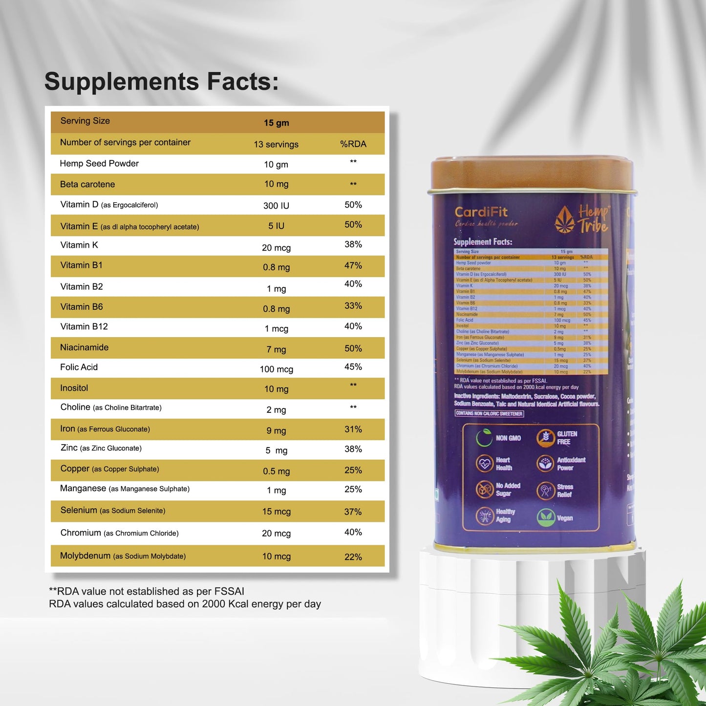 Hemp Tribe CardiFit Diabetic & Cardiac Formula | Hemp Seed Powder | Supports Heart Health & Blood Sugar | Rich in Antioxidants | Boosts immunity |Sugar free | Chocolate flavour | 200 grams