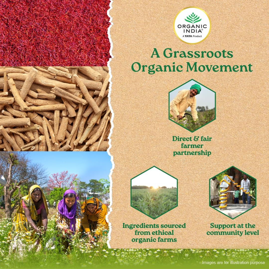 A TATA Product - Organic India OH-Boy - 30 Veg Capsules, Ashwagandha, Musli & Saffron, Helps Improve Men's Health & Vitality, Helps Boost Testosterone Levels, Reduce Stress & Anxiety GMP & NPOP Certified Organic