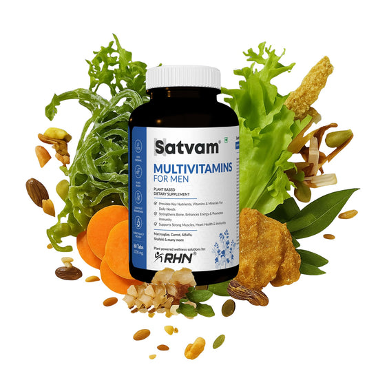 SATVAM Natural Multivitamin (60 Tablets) for Men Comprehensive Energy, Immune, Prostate & Cognitive Support | Enhances Vitality & Overall Wellness