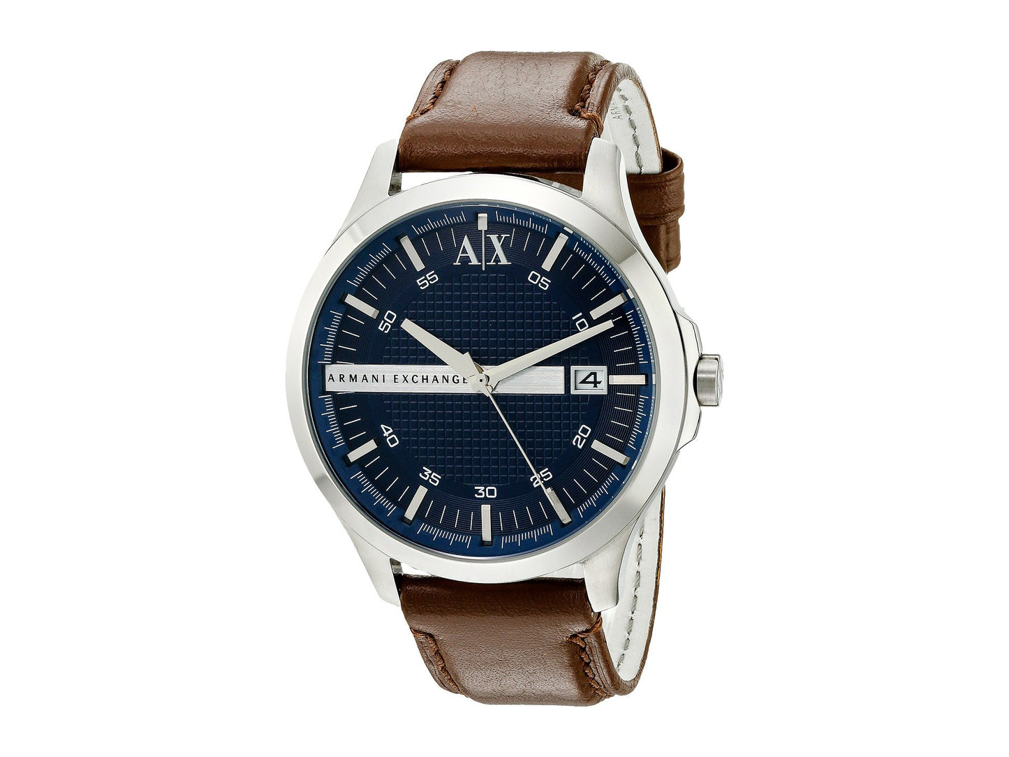 Armani Exchange Leather Analog Blue Dial Men Watch-Ax2133, Brown Band