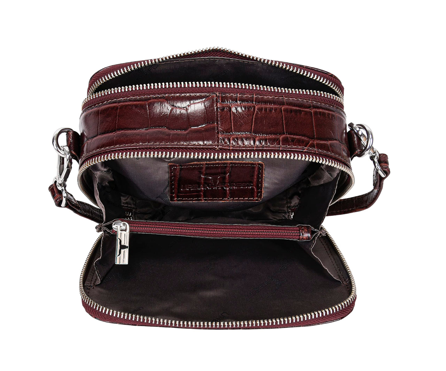 URBAN FOREST Emma Printed Brown Leather Sling Bag for Women