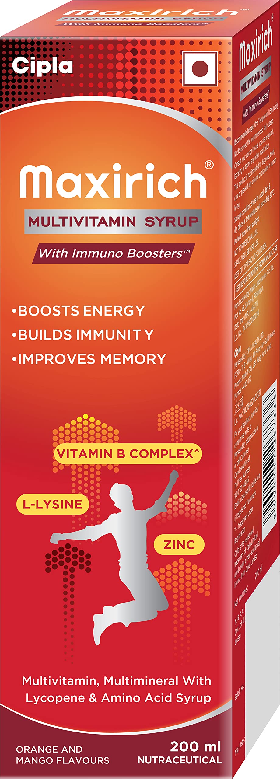 Cipla Maxirich Multivitamin Syrup | Boosts Immunity | Powerhouse of Vitamins & Minerals | 200 ml (Pack of 1)