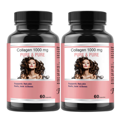 PURE & PURE Organic Plant-Based Collagen Builder Supplement for Women with Essential Nutrients - Boosts Skin, Hair, Nail Joint and Bones Health Vegan Formula for Radiant Beauty - 60 Capsules