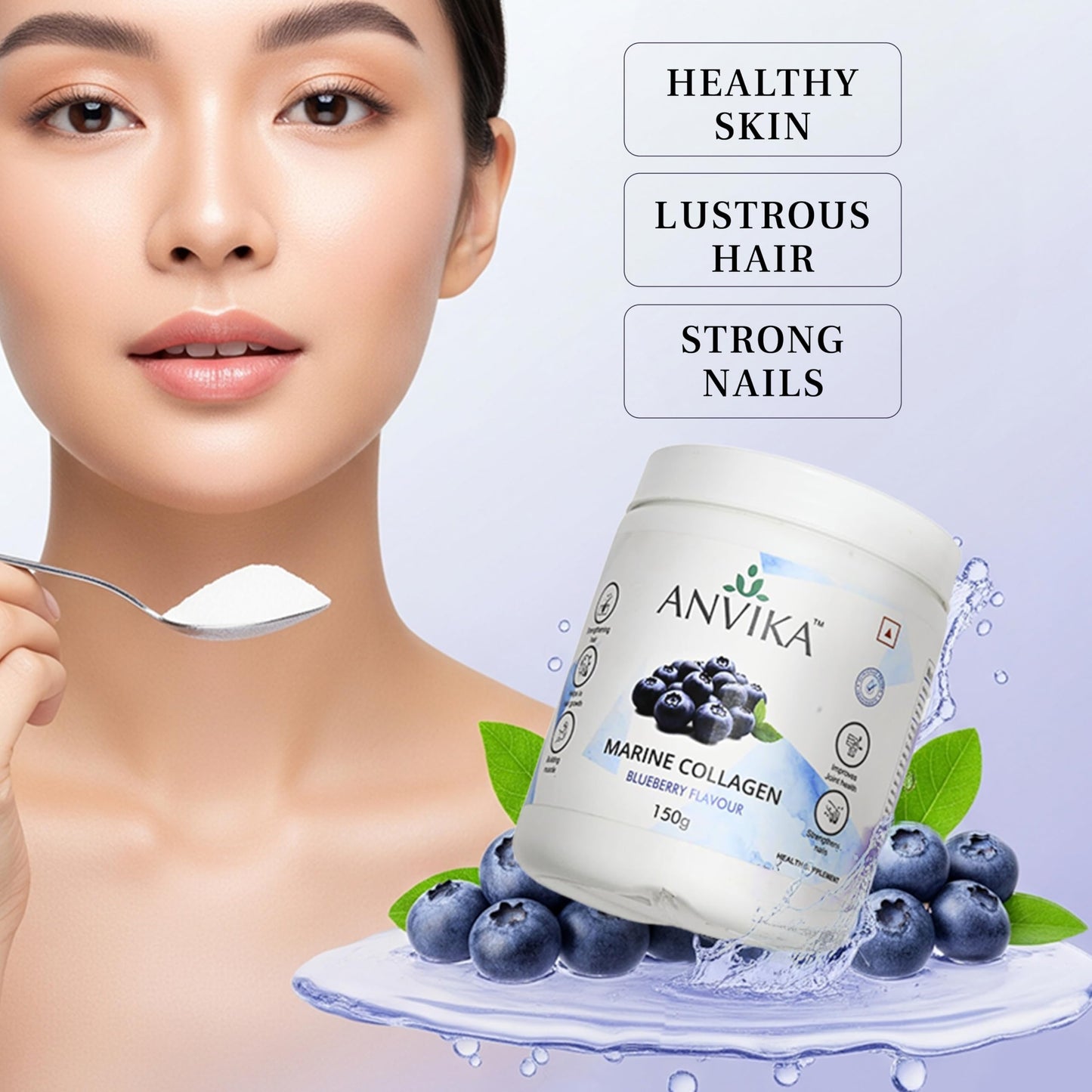 Marine Collagen Peptides Supplement, Blueberry Flavour, 150g