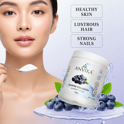 Marine Collagen Peptides Supplement, Blueberry Flavour, 150g