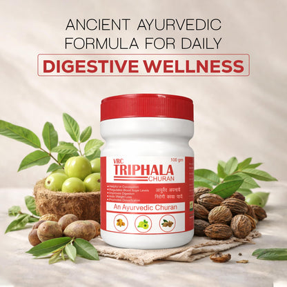 VRC Healthcare Triphala Churan 100g | Ayurvedic Supplement with Amla, Baheda & Harad | Helps in Constipation, Blood Sugar Level, Improves Digestion, Weight Loose, Gut Health, Immunity Booster