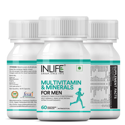 INLIFE Multivitamin for Men Supplement, Vitamins Minerals, 60 Veg Caps