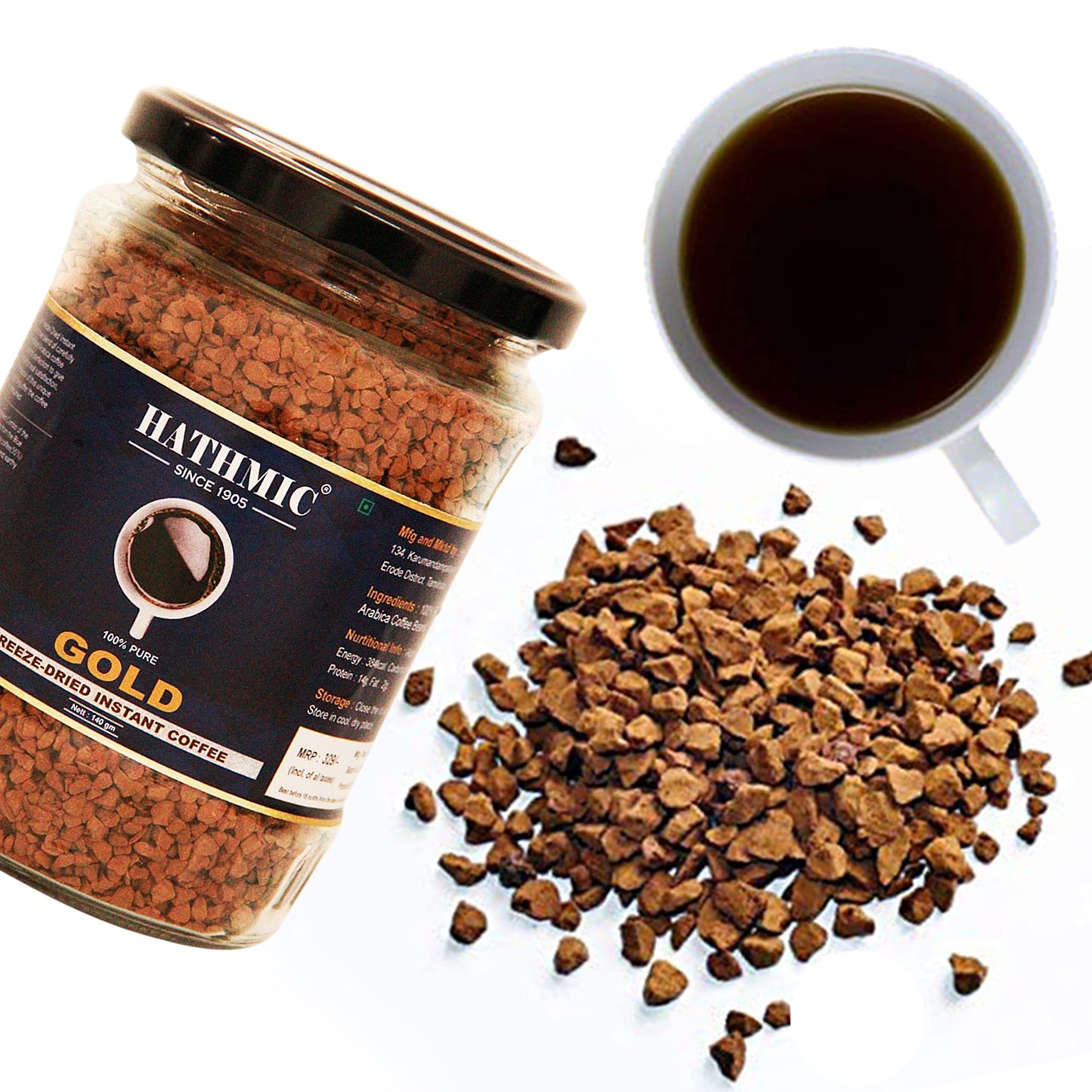 Hathmic Gold Freeze Dried Instant Coffee, 140 GMS