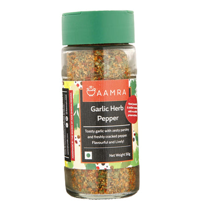 Aamra Garlic Herb Pepper 50g (Mixed Herbs- seasoning for pizzas, pasta, soups, salads)- No preservatives
