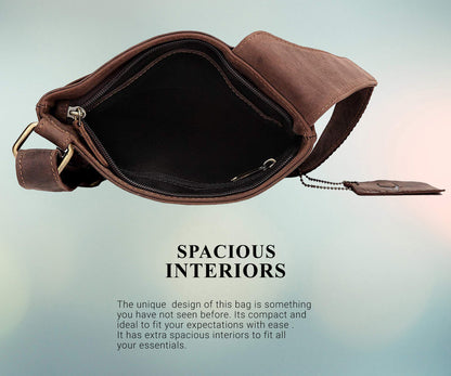 WildHorn Genuine Leather Utility Sling Bag for Men | Stylish, Functional & Spacious | Adjustable Strap | 1-Year Warranty
