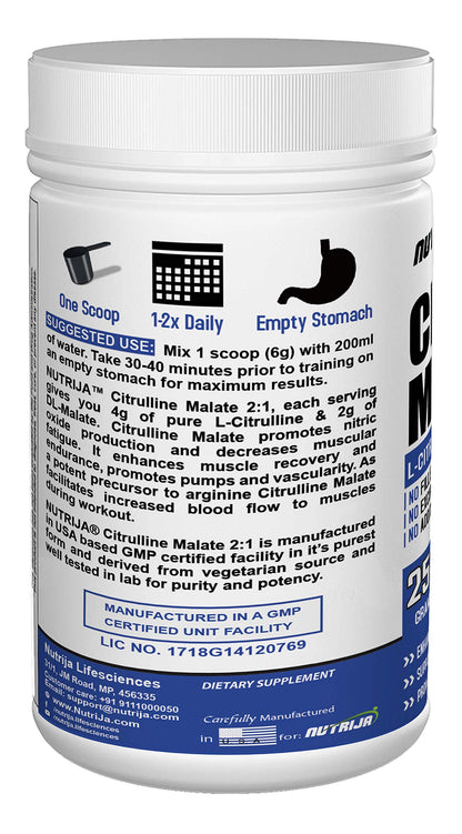 NutriJa Citrulline Malate- 250 Grams (Blueberry Lemonade), Powder