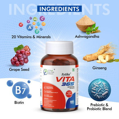Fytika Vita 365-120 Tabs (Pack of 2) | Multivitamin Tablet for Men & Wo- image 6