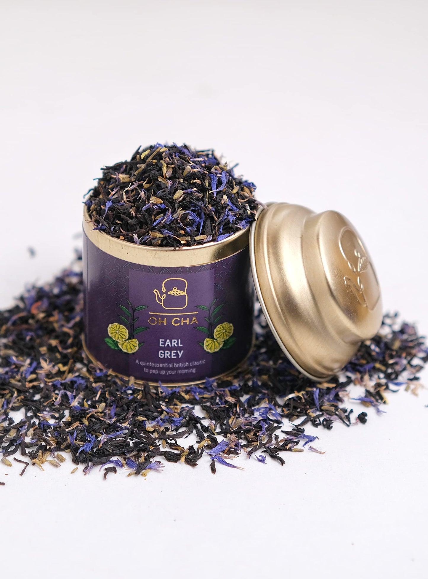OH CHA - Earl Grey Tea | 35gms, Assam Tea Orthodox blended with 100% Natural Bergamot Extract & Blue Cornflower | Rich in Antioxidants, Supports Heart Health | Malty Black Tea, Fruity Muscatel Aroma