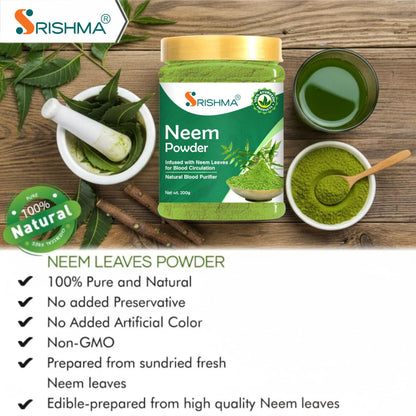 Srishma Neem Powder for Eating | Face Pack | Diabetes | Drink | Fever | Liver (200 g)