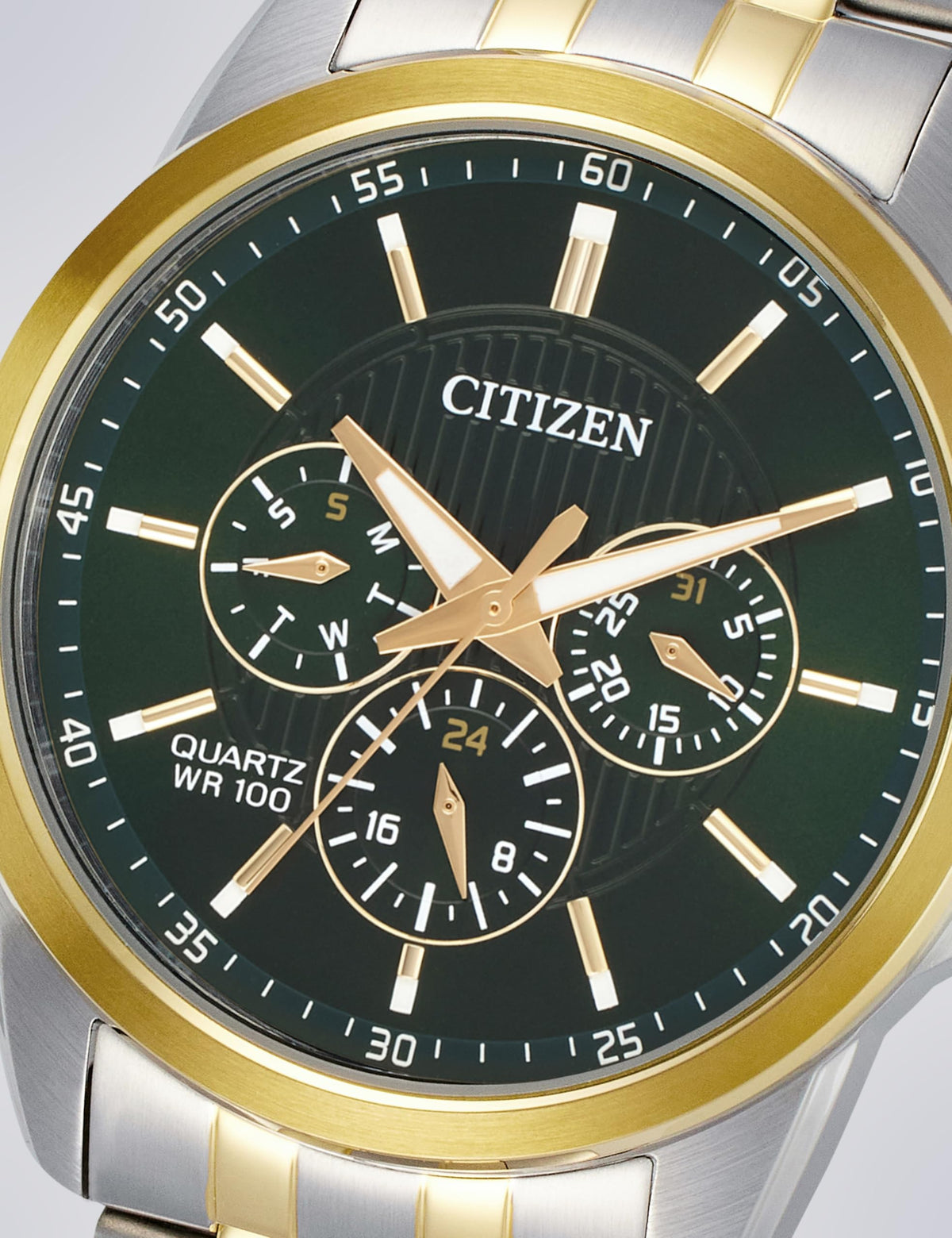 Citizen Stainless Steel Analog Quartz Multifuction Men's Black Dial Watch - AG8348-56X, Band Color-Two-Tone