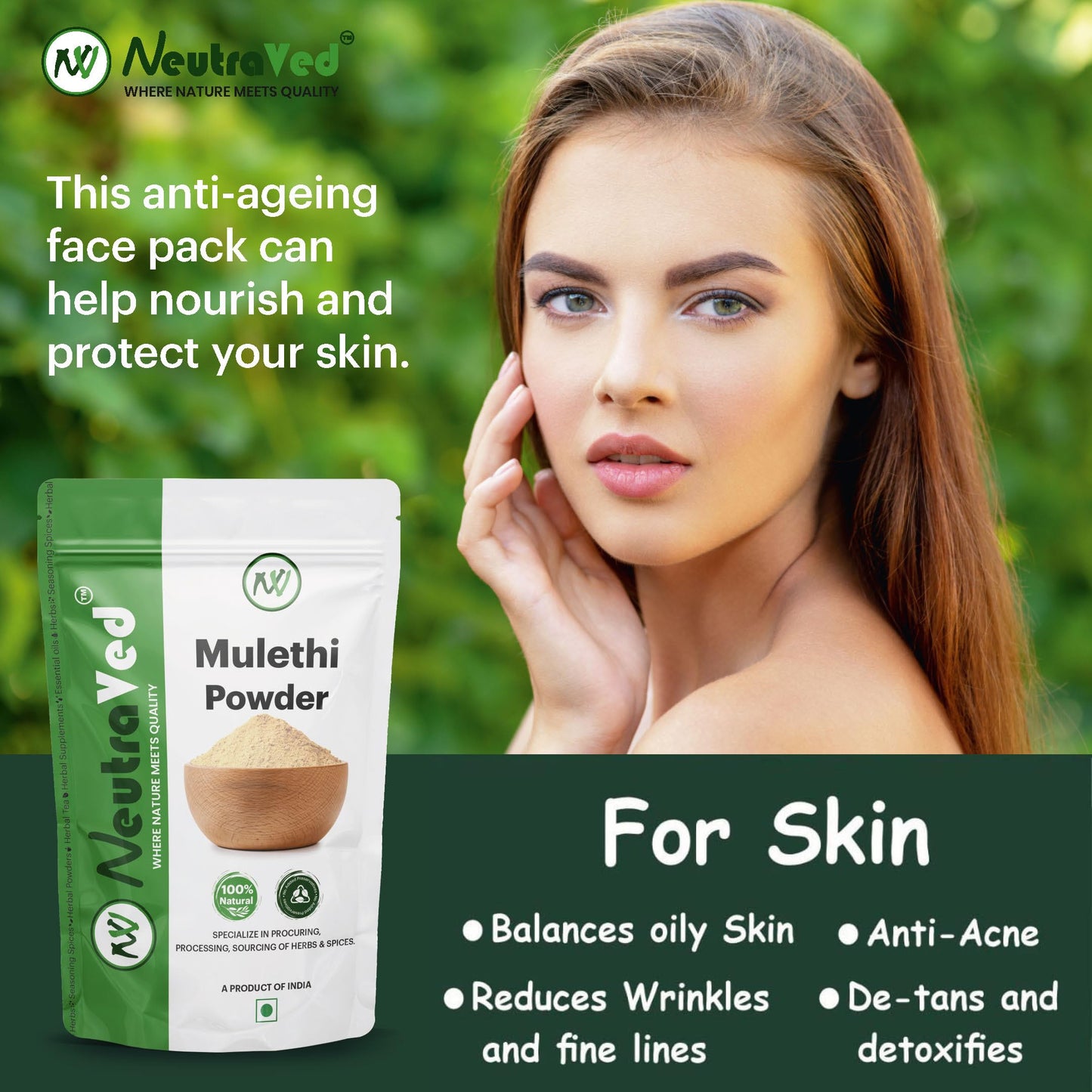 NeutraVed Mulethi Powder Organic for Pigmentation, Drinking & Eating –- image 2