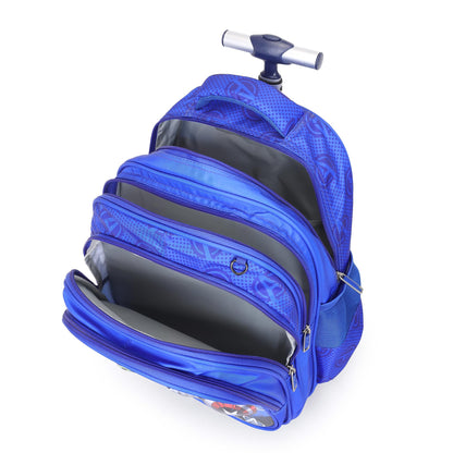 NOVEX Marvel Avengers Kids 17 Inch School Backpack Combo Set - Lunch Box Bag & Stationery Pouch | Trolley Bag with 2 Wheels | Durable Polyester Carry-on Travel & School Bag for Boys - Blue