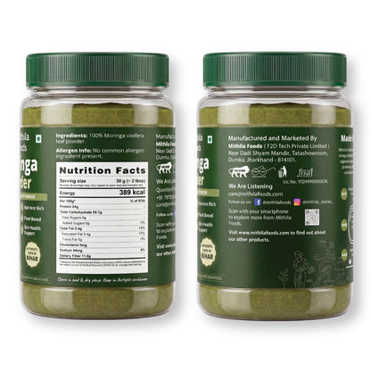 MITHILA FOODS Moringa Powder 200g | Munga Greens, 100% Pure Moringa Leaf Powder | Nutrient-Dense Antioxidants, Vitamins & Minerals | Energy, Immunity & Daily Wellness | Authentic Taste of Jharkhand