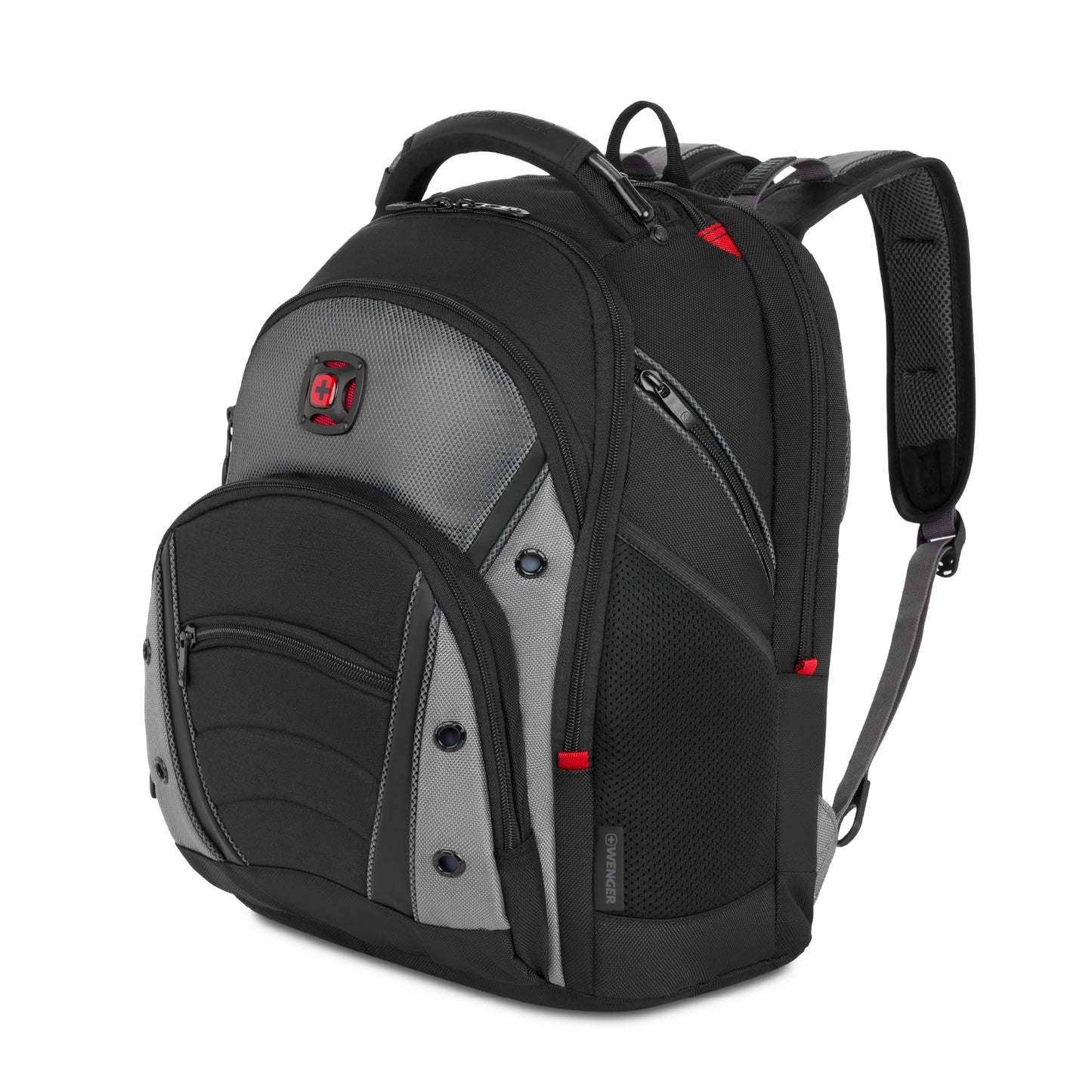 WENGER SYNERGY 16 Inch Laptop Backpack with Tablet Pocket, Padded compartment in Black/Grey (26 Litre)-blend of style & function, Swiss designed, 600635